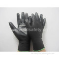 13 Gauge Black Nylon Liner. Knit Wrist Black PU Coated on Palm and Finger (DPU117)